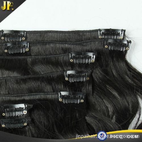Clip in Remy Human Hair Extensions Black hair 7pcs as usual